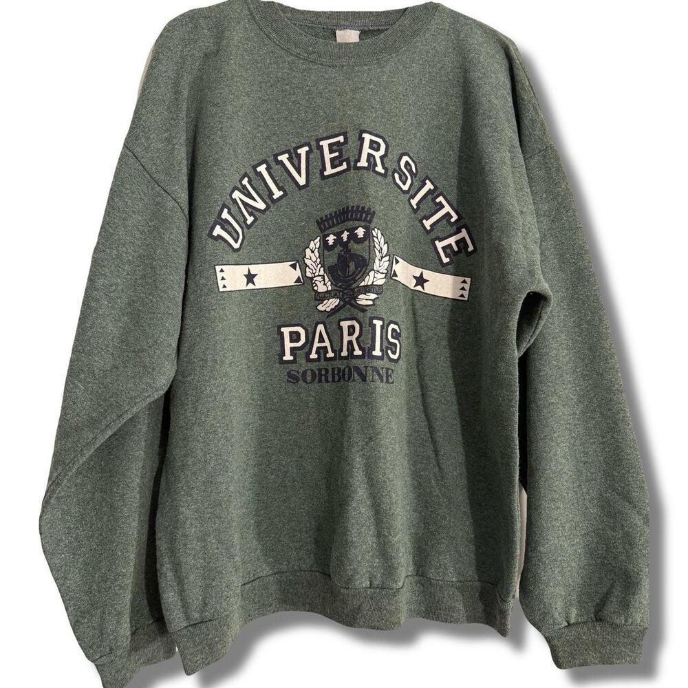 Universite Paris Sorbonne Sweater Green Vintage Size XL